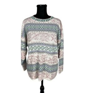 Vintage J.J. Browne USA Pastel Oversized Checkered Knit Crew Sweater - Women’s M